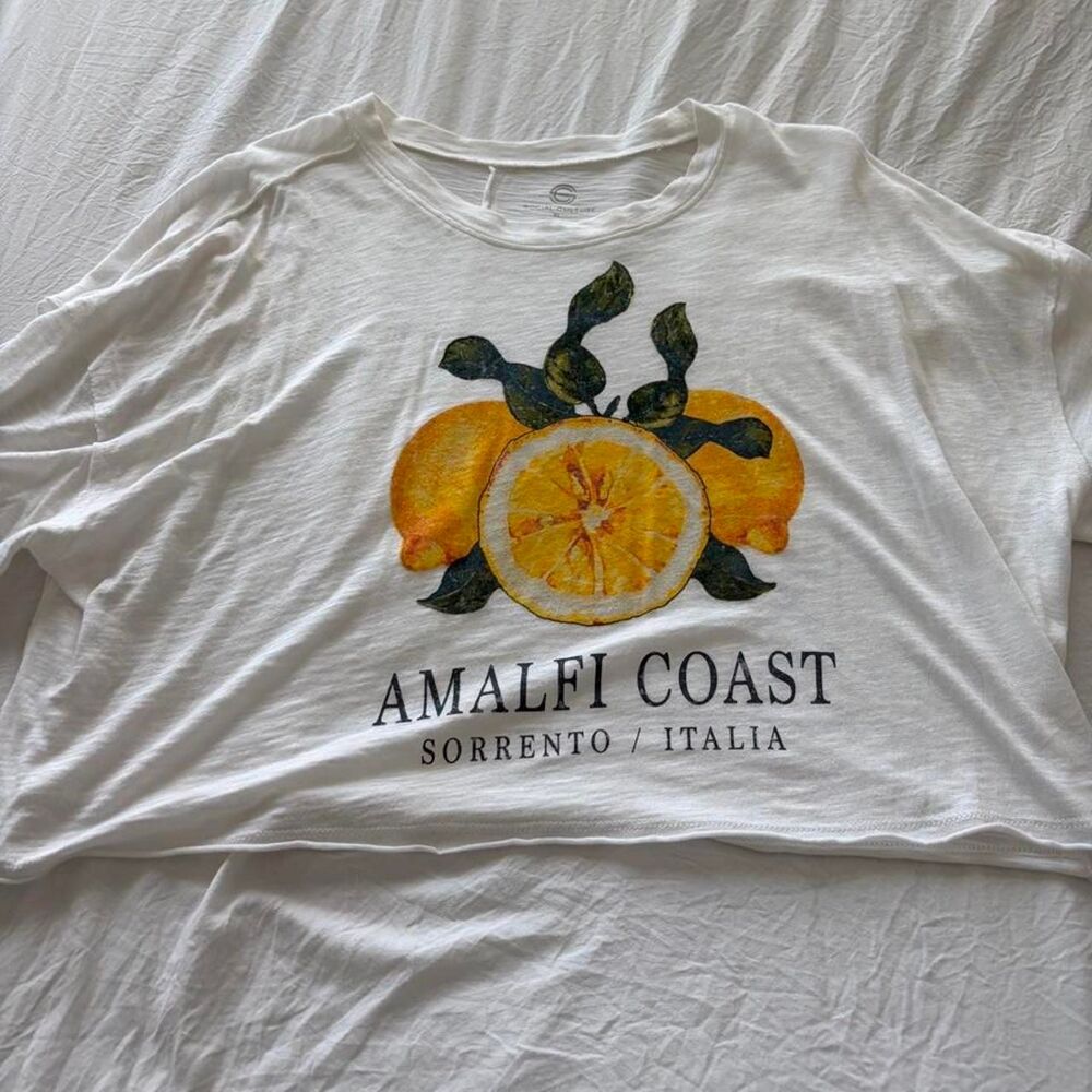 BOUTIQUE Amalfi Coast Lemon Graphic Tee White XL Shirt Top